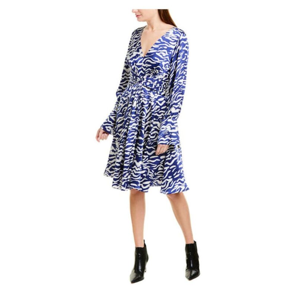 Prabal Gurung Womens Blue Long Sleeve Knee Length Fit + Flare Dress 0 - Picture 1 of 1